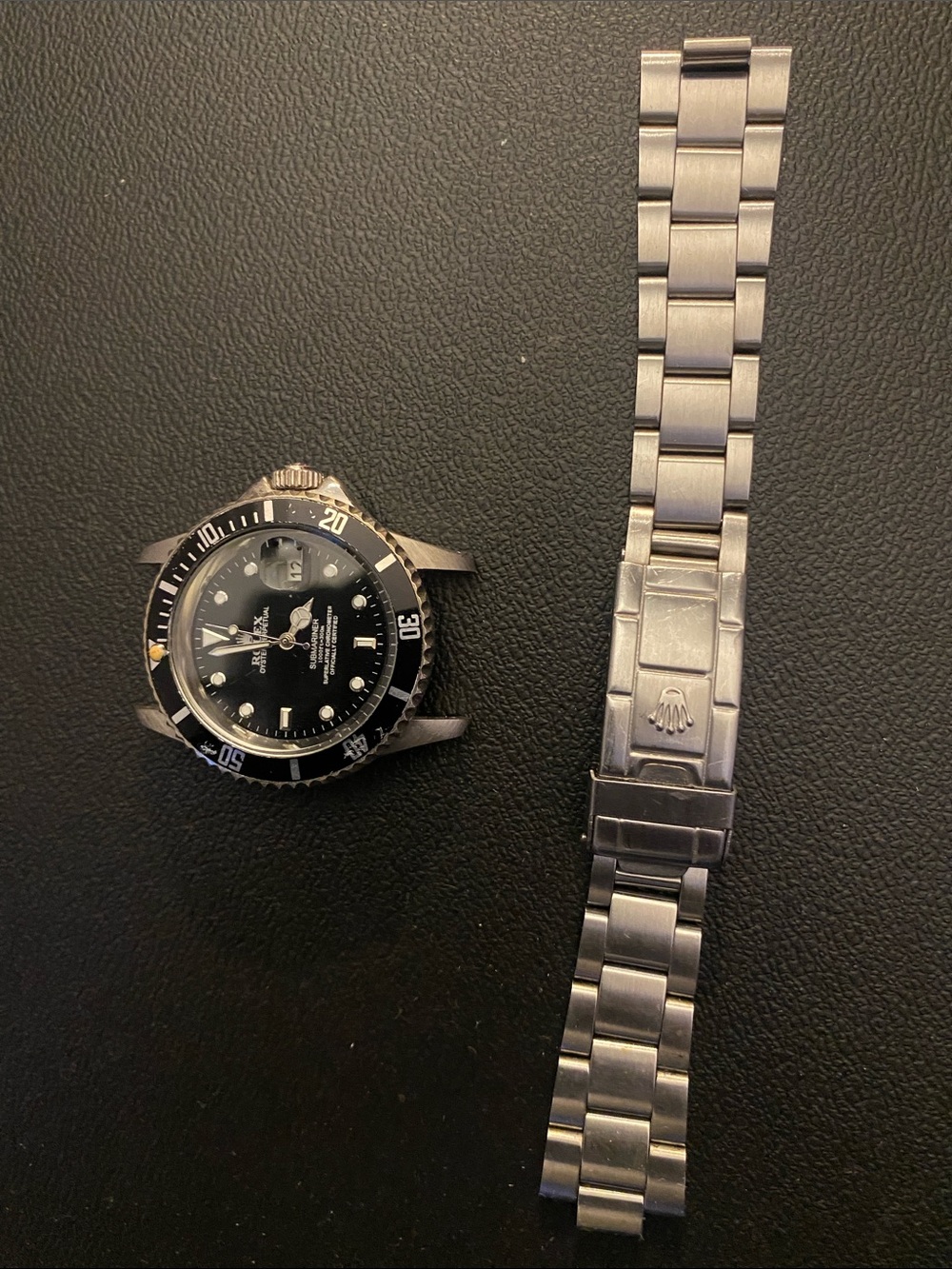 Rolex Black Dial Stainless Watch Head with Silver Bracelet - Picture 2 of 2
